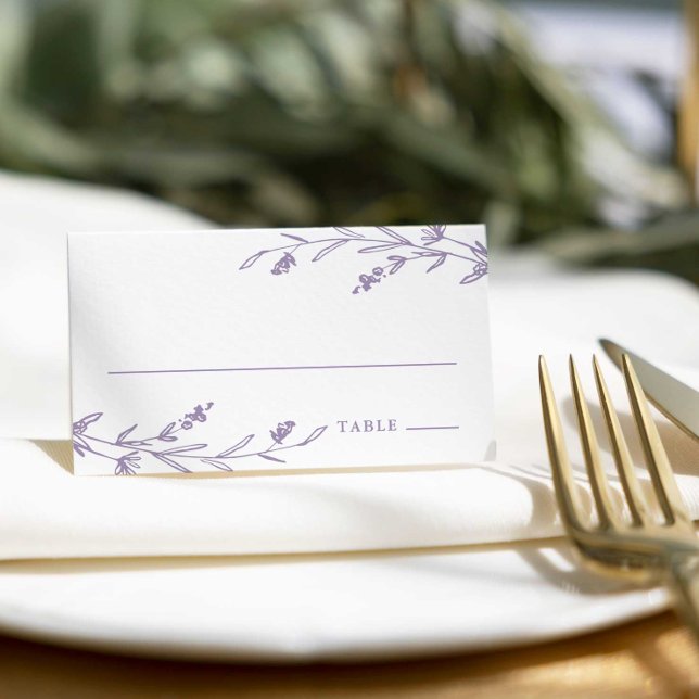 Rustic Lavender Purple Floral Wildflower Wedding Place Card (Creator Uploaded)
