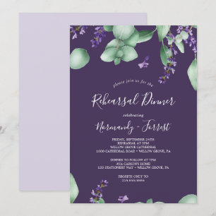 Rustic Lavender   Purple Rehearsal Dinner Invitation