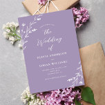 Rustic Lavender Purple Wildflower Boho Wedding Invitation<br><div class="desc">This lovely rustic wedding invitation features a beautiful lavender purple background with hand-drawn wildflowers and elegant typography. It's the perfect design for a rustic yet elegant wedding! See the collection for coordinating items.</div>