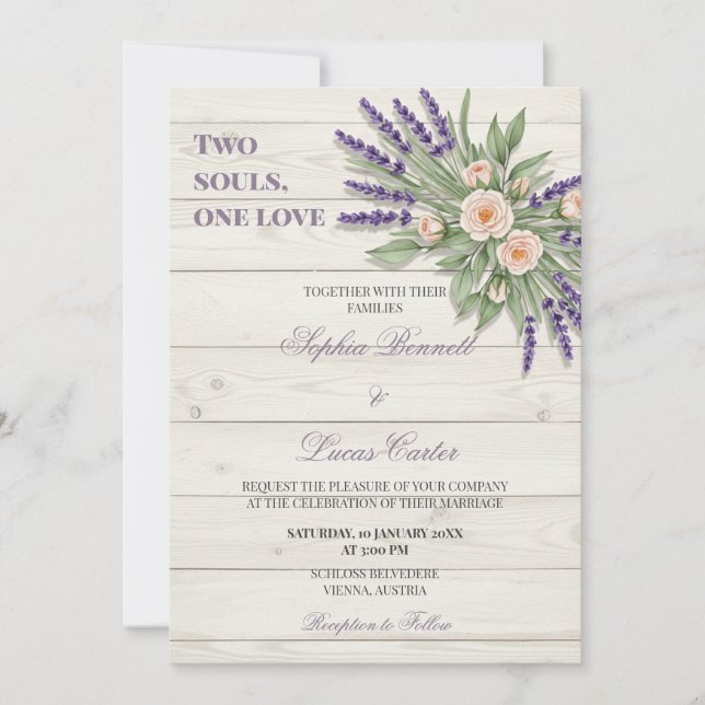 Rustic Lavender Rose Wedding Invitation (Front)