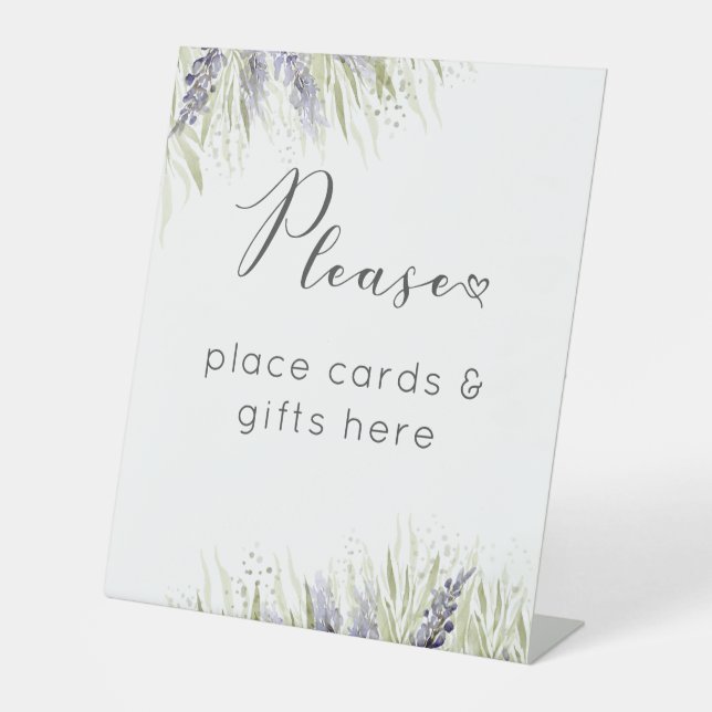 Rustic Lavender & Sage Bridal Shower Gift Pedestal Sign (Front)