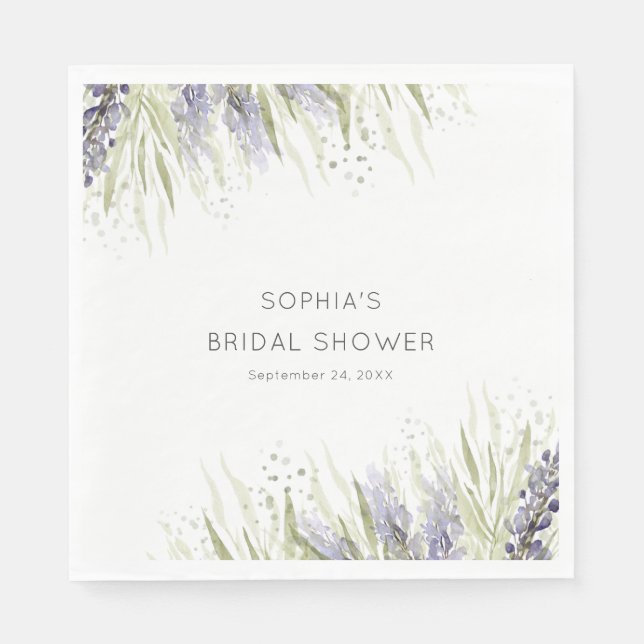 Rustic Lavender & Sage Bridal Shower Napkin (Front)