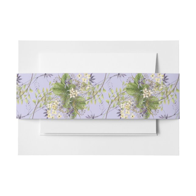 Rustic Lavender & Sage Wildflowers Lavender Invitation Belly Band (Front Example)