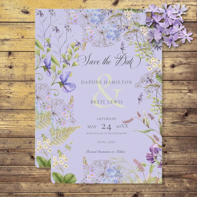 Rustic Lavender & Sage Wildflowers Lavender Save The Date (Creator Uploaded)