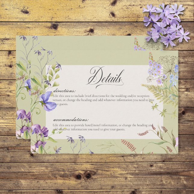 Rustic Lavender Sage Wildflowers Sage Details Enclosure Card (Creator Uploaded)