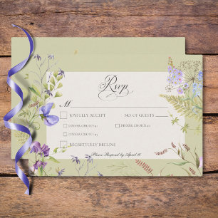 Rustic Lavender & Sage Wildflowers Sage Dinner RSVP Card