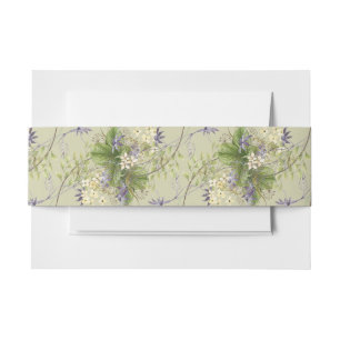 Rustic Lavender & Sage Wildflowers Sage Invitation Belly Band