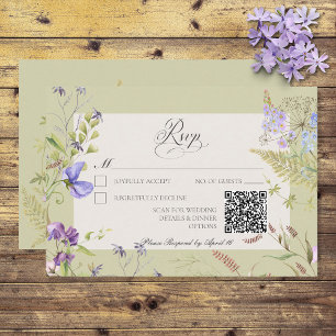 Rustic Lavender & Sage Wildflowers Sage RSVP Card