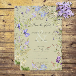 Rustic Lavender & Sage Wildflowers Sage Save The Date