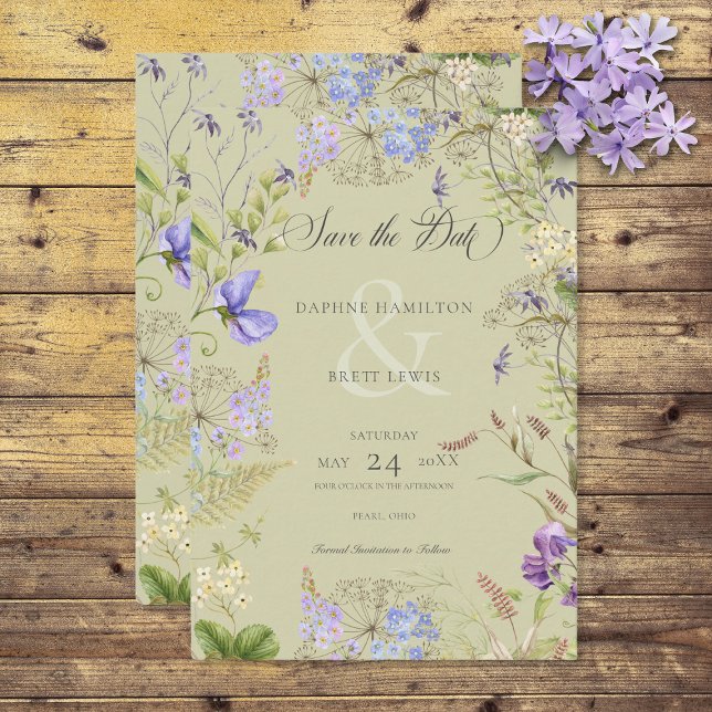 Rustic Lavender & Sage Wildflowers Sage Save The Date (Creator Uploaded)