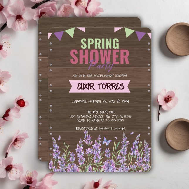 Rustic Lavender Spring Shower Party Baby Shower Invitation (Creator Uploaded)