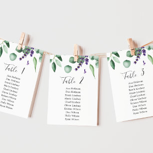 Rustic Lavender Table Number Seating Chart Cards