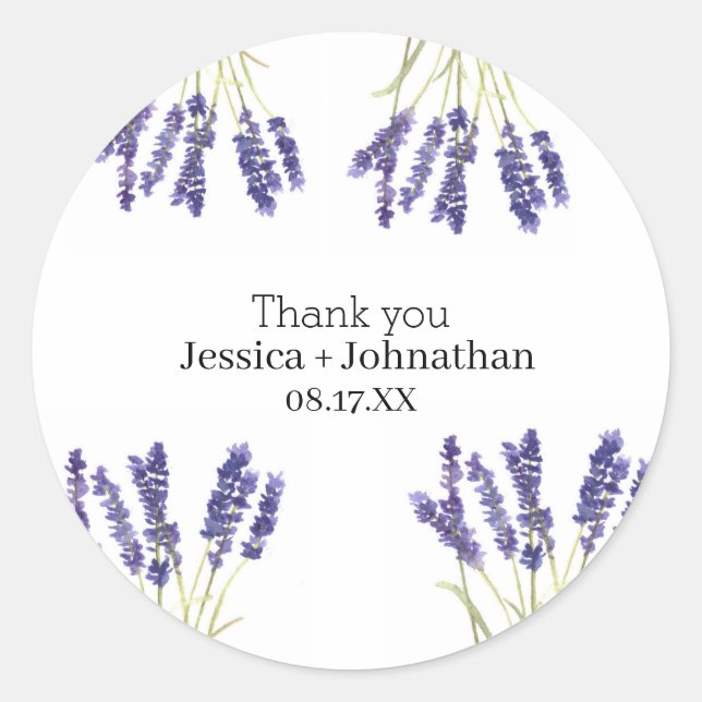 Rustic Lavender Thank You Favour Sticker (Front)