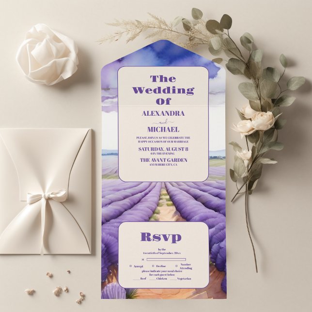 Rustic Lavender  Wedding All In One Invitation (Creator Uploaded)