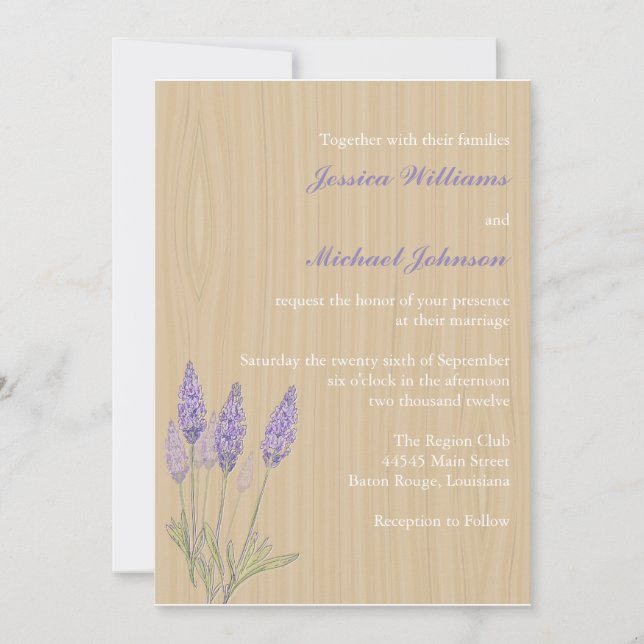 Rustic Lavender Wedding Invitation (Front)