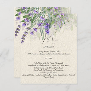 Rustic lavender wedding menu card