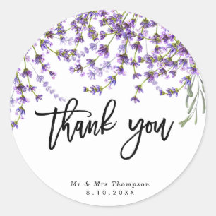 rustic lavender wedding thank you sticker