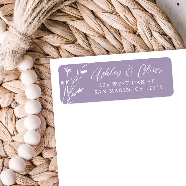 Rustic Lavender Wildflower Wedding Return Address (Creator Uploaded)
