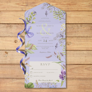 Rustic Lavender Wildflowers Lavender No Dinner All In One Invitation