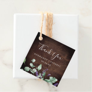 Rustic Lavender Wooden Thank You Favour Tags