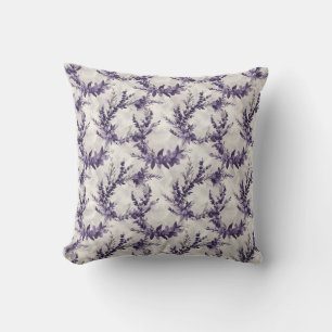 Rustic lavender wreath watercolor style pattern cushion