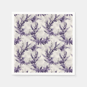 Rustic lavender wreath watercolor style pattern napkin