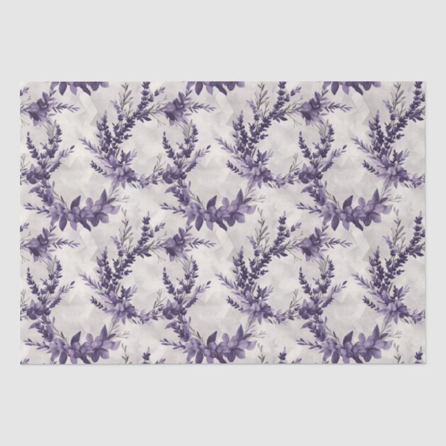 Rustic lavender wreath watercolor style pattern tissue paper (Front)