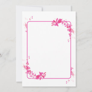 Rustic leaf cascade motif pink invitation