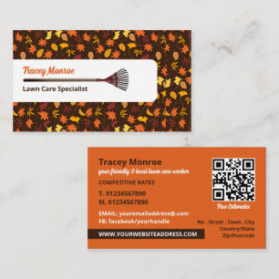 Rustic Leaf Design, Lawn Care Services Business Card