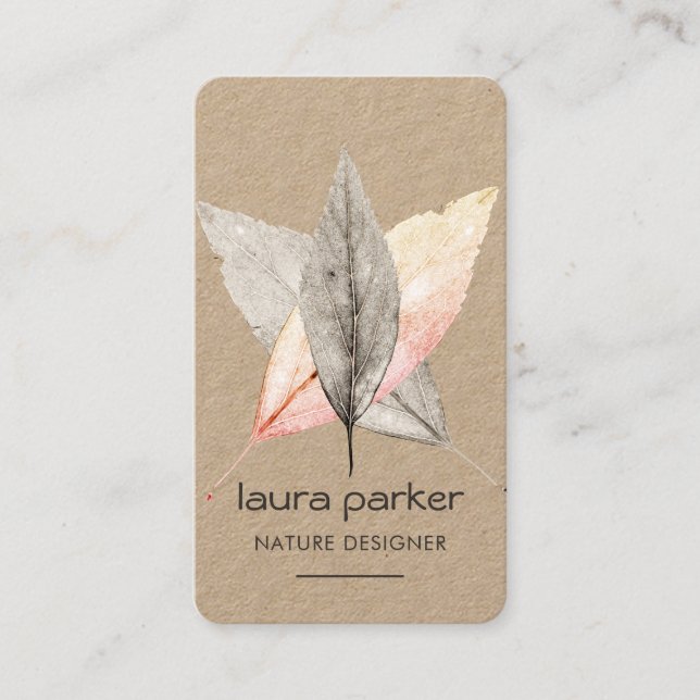 Rustic Leaf Dry Nature Yoga Meditation Massage Business Card (Front)
