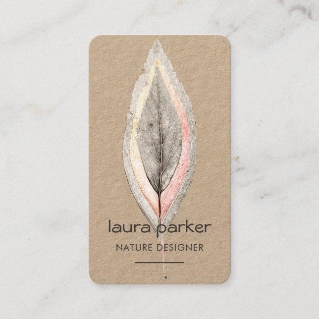 Rustic Leaf Dry Nature Yoga Meditation Massage Business Card (Front)