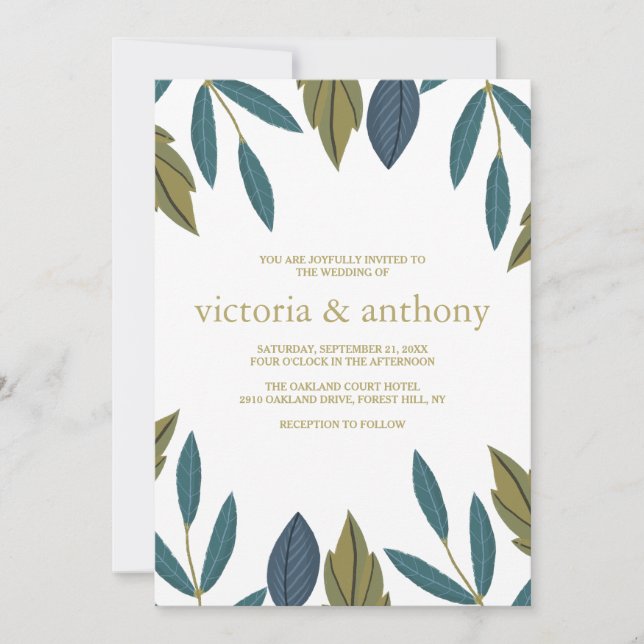 Rustic Leaf Floral Wedding Invitation (Front)