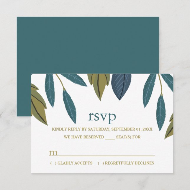 Rustic Leaf Floral Wedding RSVP Card (Front/Back)