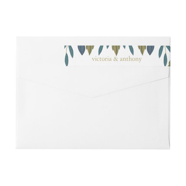 Rustic Leaf Floral Wedding Wrap Around Label (Back)