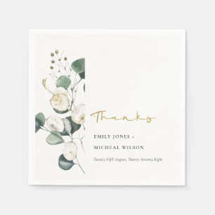 Rustic Leafy Green Eucalyptus Foliage Wedding Napkin
