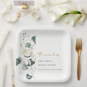 Rustic Leafy Green Eucalyptus Foliage Wedding Paper Plate