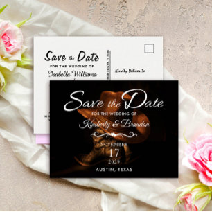 Rustic Leather Cowboy Boots Save the Date Wedding Announcement Postcard
