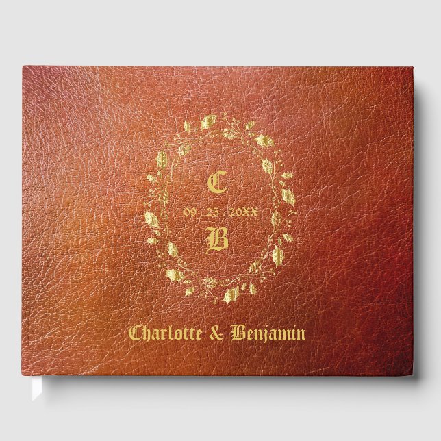 Rustic Leather Wedding  Guest Book (Front)