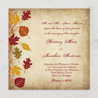 Rustic Leaves Autumn Fall Wedding Invitations