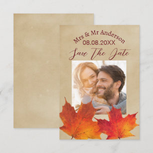 Rustic Leaves Autumn Fall Wedding Save The Date