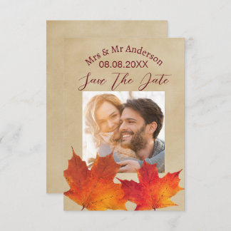 Rustic Leaves Autumn Fall Wedding Save The Date