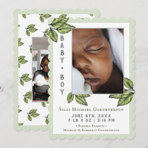 Rustic Leaves Baby Boy Announcement