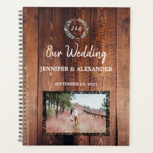Rustic leaves on barn wood monogram photo Wedding Planner