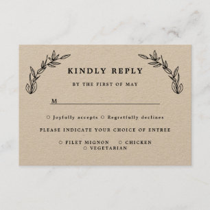 rustic leaves wedding response card
