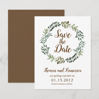 Rustic Leaves Wedding Save the Date Card