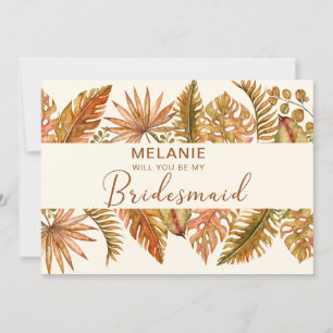 Rustic Leaves Will You Be My Bridesmaid Invitation