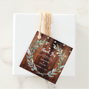 Rustic leaves wood string lights Wedding Thank You Favour Tags
