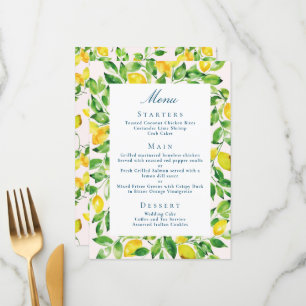 Rustic Lemon and Greenery Wedding Menu