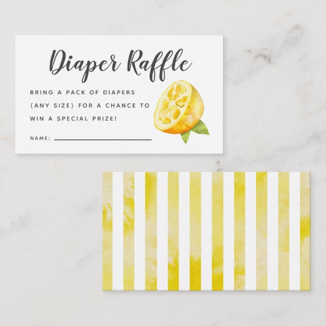 Rustic Lemon Baby Shower Diaper Raffle Ticket  Enclosure Card (Front/Back)