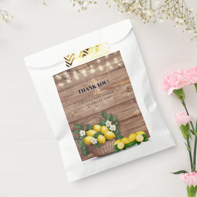 Rustic Lemon Basket Modern Cute Baby Shower Favour Bags (Sealed)